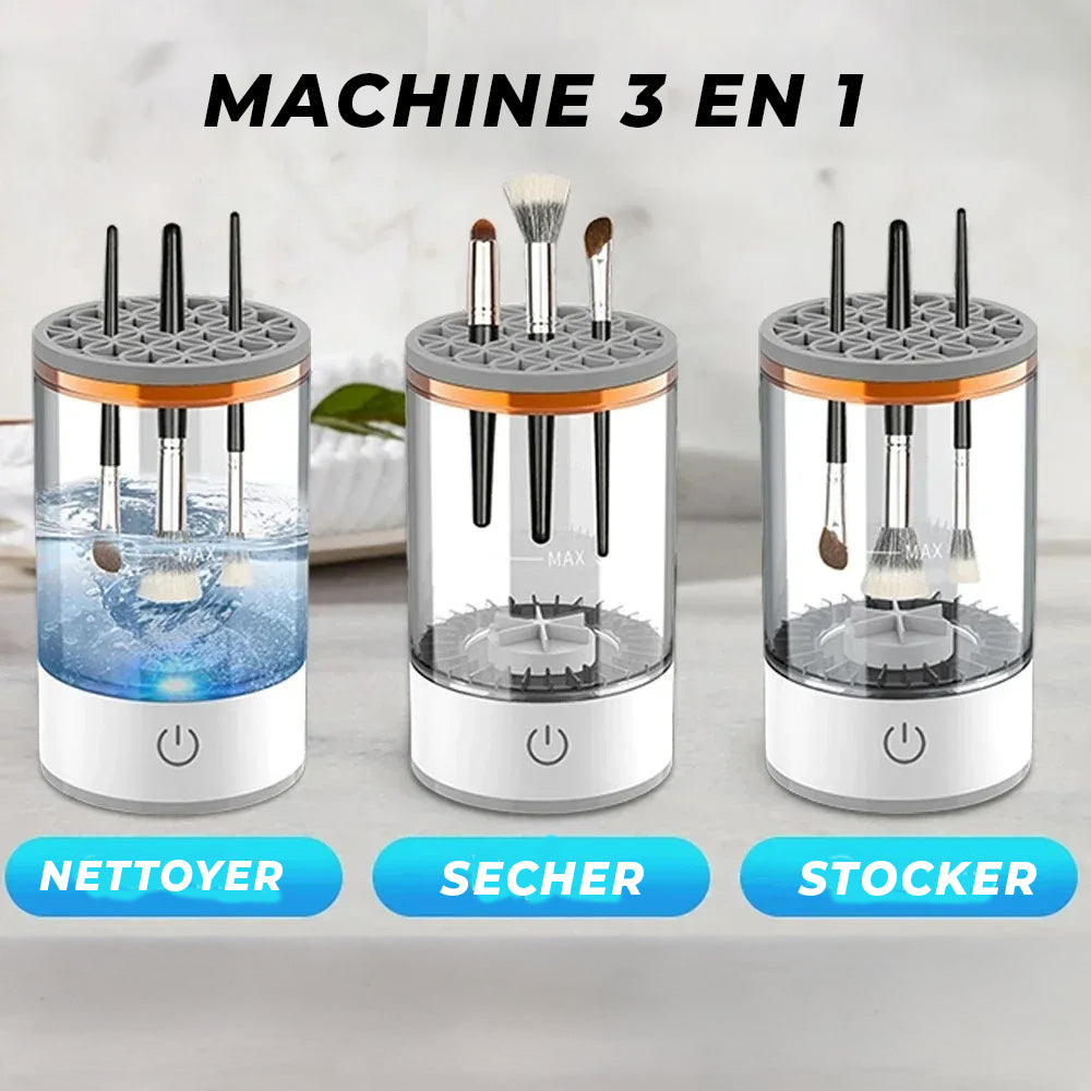 Nettoyeur de pinceaux de maquillage électrique USB 3-en-1
