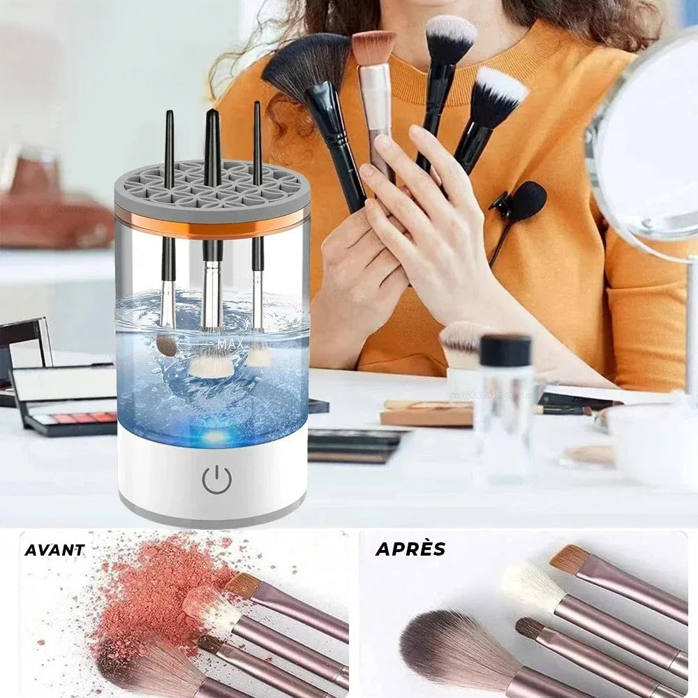 Nettoyeur de pinceaux de maquillage électrique USB 3-en-1